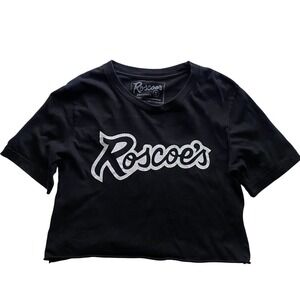 Roscoes Black Crop T Shirt EST 1975 Graphic Tee Womens Size S